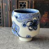 Blue Plumflower Tea Bowl #42 (Free Shipping)