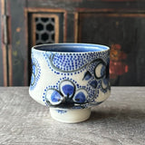 Blue Plumflower Tea Bowl #43 (Free Shipping)