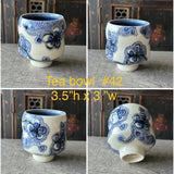 Blue Plumflower Tea Bowl #42 (Free Shipping)