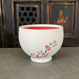 Bowl in Red Cherry Blossom with Bare Porcelain #7 (8 oz)