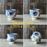 Blue Plumflower Tea Bowl #43 (Free Shipping)
