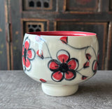 Red Plumflower Bowl #38 (Free Shipping)