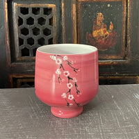Tea Bowl in Umbre Red Cherry Blossom #21 (8 oz)