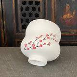 Tea Bowl in Red Cherry Blossom with Bare Porcelain #23 (7 oz)