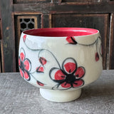 Red Plumflower Bowl #38 (Free Shipping)