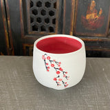 Tea Bowl in Red Cherry Blossom with Bare Porcelain #20 (8 oz)
