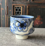 Blue Plumflower Tea Bowl #43 (Free Shipping)