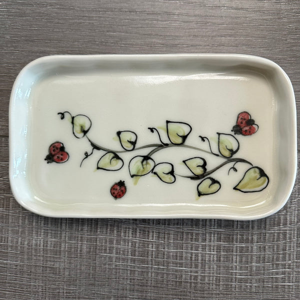 Small Plate with Lady Bugs and Leaves #1 (Free Shipping)