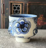 Blue Plumflower Tea Bowl #43 (Free Shipping)