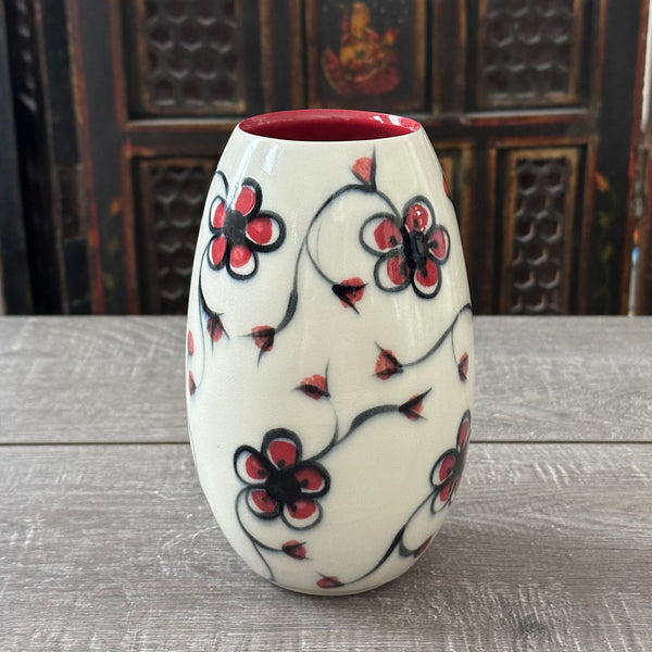 Red Plumflower Vase #1 (Free Shipping)
