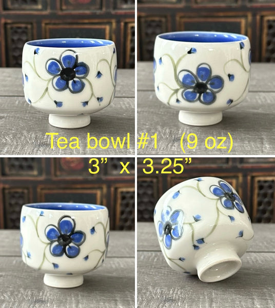 Blue Plumflower Tea Bowl # 1