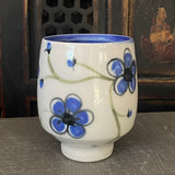 Blue Plumflower Yunomi #2 (Free Shipping)