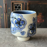 Blue Plumflower Tea Bowl #42 (Free Shipping)