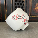 Tea Bowl in Red Cherry Blossom with Bare Porcelain #20 (8 oz)