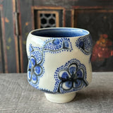 Blue Plumflower Tea Bowl #42 (Free Shipping)