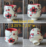 Red Plumflower Tea Bowl #38 (Free Shipping)