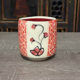 Geometric Pattern Yunomi /  Juice Cup in Red (Free Shipping)