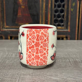 Geometric Pattern Yunomi /  Juice Cup in Red (Free Shipping)