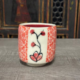 Geometric Pattern Yunomi /  Juice Cup in Red (Free Shipping)