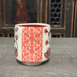 Geometric Pattern Yunomi /  Juice Cup in Red (Free Shipping)