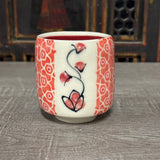 Geometric Pattern Yunomi /  Juice Cup in Red (Free Shipping)
