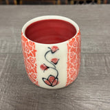 Geometric Pattern Yunomi /  Juice Cup in Red (Free Shipping)