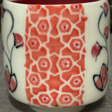 Geometric Pattern Yunomi /  Juice Cup in Red (Free Shipping)