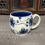 Oval Blue Plumflower Mug (#M2) 13 oz (Free Shipping)