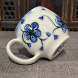 Oval Blue Plumflower Mug (#M2) 13 oz (Free Shipping)