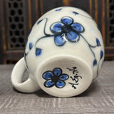 Oval Blue Plumflower Mug (#M2) 13 oz (Free Shipping)