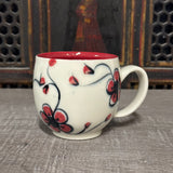 Oval Red Plumflower Mug (#M3) 13 oz (Free Shipping)