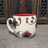 Red Plumflower Mug (#M4) 13 oz (Free Shipping)