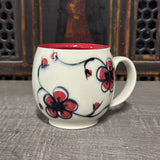 Oval Red Plumflower Mug (#M5) 13 oz (Free Shipping)