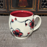 Oval Red Plumflower Mug (#M5) 13 oz (Free Shipping)