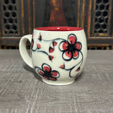 Oval Red Plumflower Mug (#M5) 13 oz (Free Shipping)