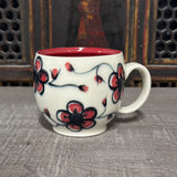 Oval Red Plumflower Mug (#M6) 13 oz (Free Shipping)