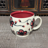 Oval Red Plumflower Mug (#M6) 13 oz (Free Shipping)