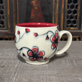 Oval Red Plumflower Mug (#M7) 13 oz (Free Shipping)