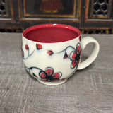 Oval Red Plumflower Mug (#M7) 13 oz (Free Shipping)