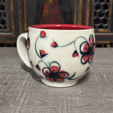 Oval Red Plumflower Mug (#M7) 13 oz (Free Shipping)