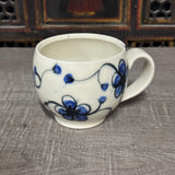 Oval Blue Plumflower Mug (#M8) 13 oz (Free Shipping)