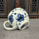 Oval Blue Plumflower Mug (#M8) 13 oz (Free Shipping)