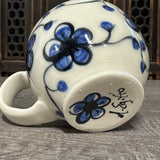 Oval Blue Plumflower Mug (#M8) 13 oz (Free Shipping)