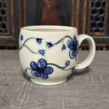 Oval Blue Plumflower Mug (#M9) 13 oz (Free Shipping)