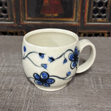 Oval Blue Plumflower Mug (#M9) 13 oz (Free Shipping)