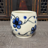 Oval Blue Plumflower Mug (#M9) 13 oz (Free Shipping)