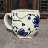 Oval Blue Plumflower Mug (#M9) 13 oz (Free Shipping)