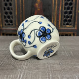 Oval Blue Plumflower Mug (#M9) 13 oz (Free Shipping)