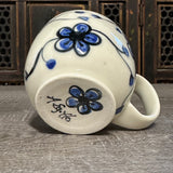 Oval Blue Plumflower Mug (#M9) 13 oz (Free Shipping)