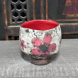 Rustic Plum Flower Tea Bowl #8 (7 oz)